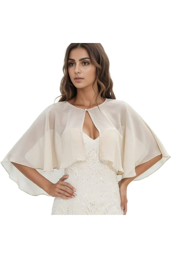 Ediodpoh Women's Summer Fresh Thin Chiffon Shawl Elegant Short Cape Dress Cardigan for Women White