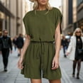 thumbnail image 1 of Riforla Women's Summer Solid Jumpsuit Loose Sleeveless Short Jumpsuit Rompers with Pockets Two Piece Sets for Women Green S, 1 of 5