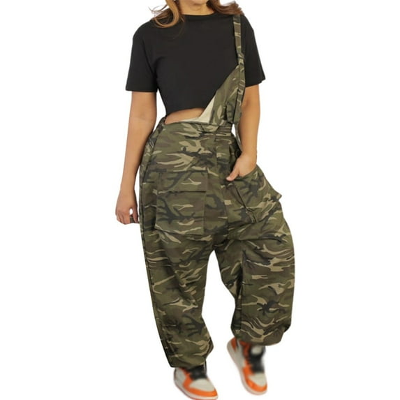 Riforla Women's Suspender Overalls Hop Loose Suspenders Plus Size Trousers Jumpsuits for Women Green M