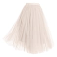 thumbnail image 1 of Riforla Women's Tulle Skirt Mid Length Elastic High Waist Pleated A Line Pommel Skirt Womens Skirt White M, 1 of 2