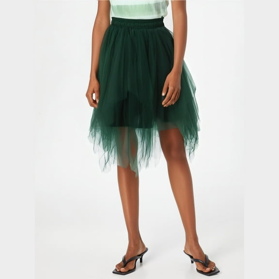 Riforla Women's Tutu Skirt Mesh Party Dress Dress Elegant Wedding Gown Half Length Skirt Skirts for Women Trendy Dark Green XL