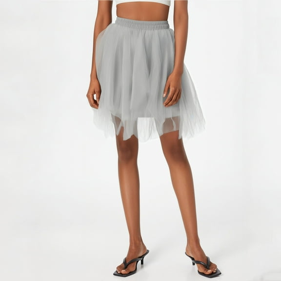 Riforla Women's Tutu Skirt Mesh Party Dress Dress Elegant Wedding Gown Half Length Skirt Womens Skirts Silver M