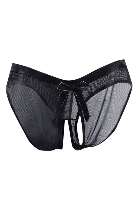 Riforla Women's Underwear Women's Transparent Underwear with Low Waist and Seamless Mesh Fun Bow Knot Comfortable Triangle Pants Womens Panties Briefs Black One Size