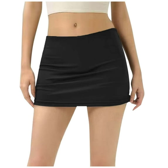 Riforla Women's Vintage Sporty Low Rise Skirt Slim Fit Stretch Tennis Mini Skirt for Yoga and Fitness Womens Skirts Black L