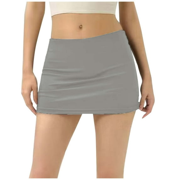Riforla Women's Vintage Sporty Low Rise Skirt Slim Fit Stretch Tennis Mini Skirt for Yoga and Fitness Womens Skirts Grey L