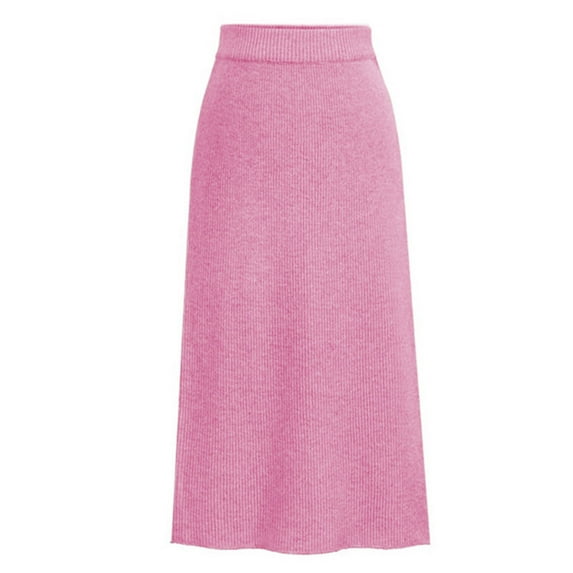 Riforla Women's Winter Wool Skirt Mid Length Woolen Skirt Thick Skirt Teen Skirts Hot Pink XXL