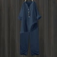 thumbnail image 1 of Riforla Womens 2 Piece Outfits Wide Leg Blouse Pockets Elastic Pants Sets Casual V Neck Shirt Trousers Fashion Streetwear Trousers Sets Navy_002 XXXXL, 1 of 9