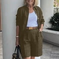 thumbnail image 1 of Riforla Womens Cardigan Shirt Top Summer Solid Color Casual Shorts Two Piece Short Sets for Women AG XXL, 1 of 5