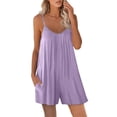 thumbnail image 1 of Riforla Womens Casual Sleeveless Strap Loose Adjustable Jumpsuits Stretchy Shorts Romper with Pockets Purple M, 1 of 5