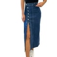 thumbnail image 1 of Riforla Denim Skirt Women's Casual Slit Denim Midi Jean Skirt Stretch High Waist Button up with Pockets Skirts for Women Blue L, 1 of 9
