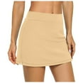 thumbnail image 1 of Ediodpoh Tennis Skirts Women Casual Solid Tennis Pocket Skirt Yoga Sport Skirt with Built in Shorts Double Layer Skirts for Women Khaki XXXL, 1 of 9