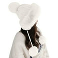 thumbnail image 1 of Riforla Womens Hats with Pompom for Winter Warm Knit Cap Ushanka Trapper Hat with Ear Cover Bomber Hats White, 1 of 4