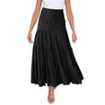 thumbnail image 1 of Riforla Skirts for Women High Waist Solid Dress Elastic Waist Bohemian Style A-Line Pleated Flowing Midi Skirt Womens Midi Skirt Black_001 XXL, 1 of 9
