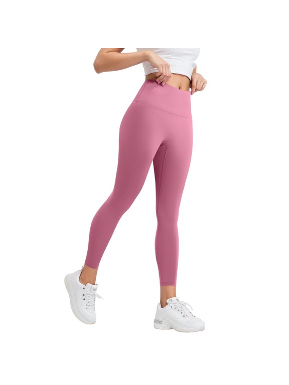Riforla Womens Leggings High Waisted Non See Through Workout 4 Way Stretch Squat Proof Comfortable Fitness Slim Fit No Pockets Pants for Women Pink XXL