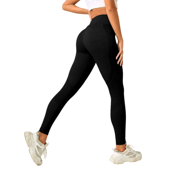 Riforla Womens Leggings Seamless High Waist Lifting Workout Running Training Fitness Leggings Pants for Women Black XL