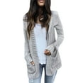 thumbnail image 1 of Ediodpoh Women's Long Sleeve Open Front Knit Sweater Loose Solid Color Long Cardigans for Women Outerwear with Pockets Grey S, 1 of 6