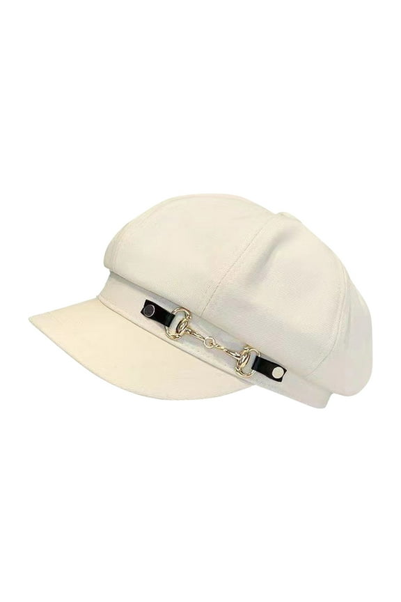 Womens Newsboy Cap Fashion PU Leather Cabbie Painter Hat Beret Cap Berets Hat for Women White