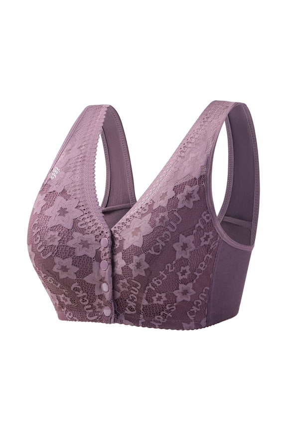 Riforla Womens No Steel Ring Front Close Bra T Back Plus Size Seamless Unlined Bra for Large Bust Women Bras _008 44