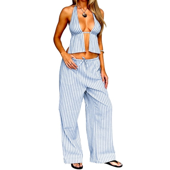 Riforla Womens Self Cultivation Long Sleeve Casual Hooded Sweatshirt Two Piece Zipper Pocket Top Coat Loose Pants Pants Set 2 Piece Sets Women Outfit Blue M