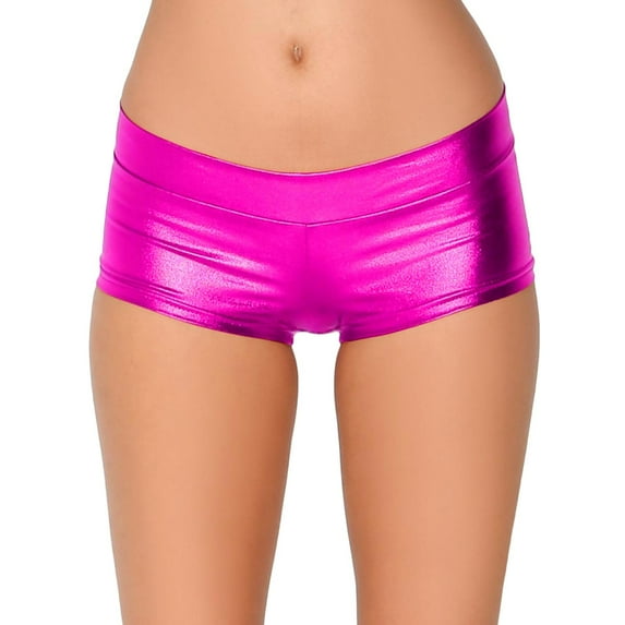 Riforla Womens Shiny Metallic Carnival Shorts Hot Pants Dance Bottoms Shorts for Women Hot Pink XL