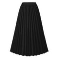 thumbnail image 1 of Ediodpoh Skirts for Women Solid Color Pleated Midi Chiffon Skirt Elastic Waist Maxi Skirt and Versatile Maxi Skirts Black M, 1 of 6