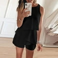 thumbnail image 1 of Riforla Womens Summer Casual Fashion Round Neck Sleeveless Ruffle Rompers Jumpsuits Women's Jumpsuit Black XL, 1 of 9