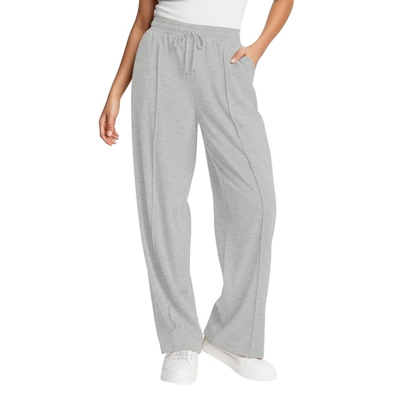 Ediodpoh Womens Sweatpants Oversized Wide Leg Lightweight Pants Elastic Drawstring Straight Leg Low Waisted Baggy Pants with Pockets Grey XL