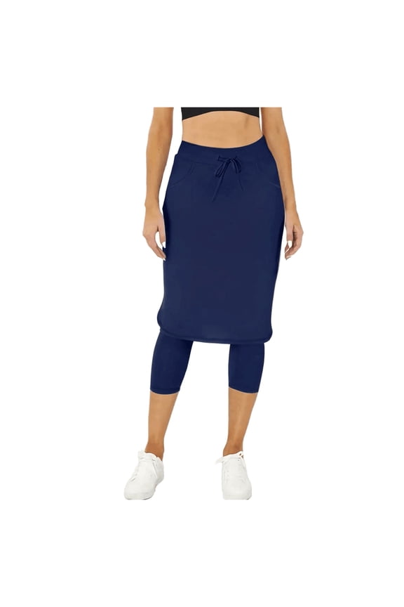 Ediodpoh Tennis Skirts for Women Tennis Skirt with Built in Capri Leggings Pockets Knee Length Skorts for Hiking Sports Womens Skirts Blue L
