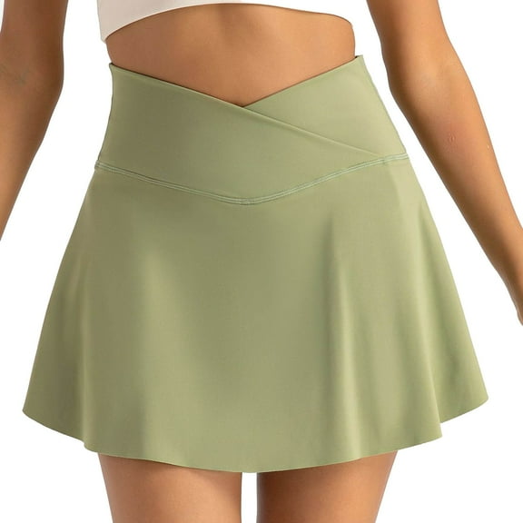Riforla Womens Tennis Skirt with Pockets Shorts High Waisted Athletic Skorts Skirts for Running Workout Womens Skirts Green M