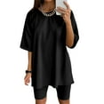 thumbnail image 1 of Riforla Womens Two Piece Outfits Short Sleeve Tops Short Pants Running Yoga Sport Sets Black M, 1 of 6