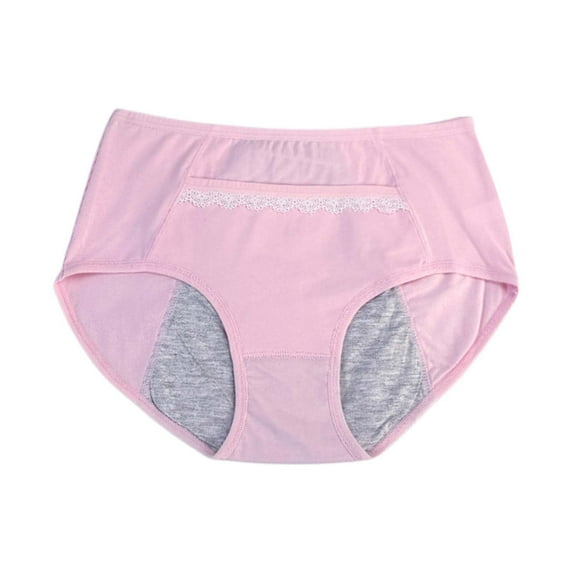 Riforla Womens Underwear High Waist Panties for Women Leak Proof Large Size Menstruation Underwear with Front Pocket Comfortable and Monthly Flow Ladies Panties Light Pink L