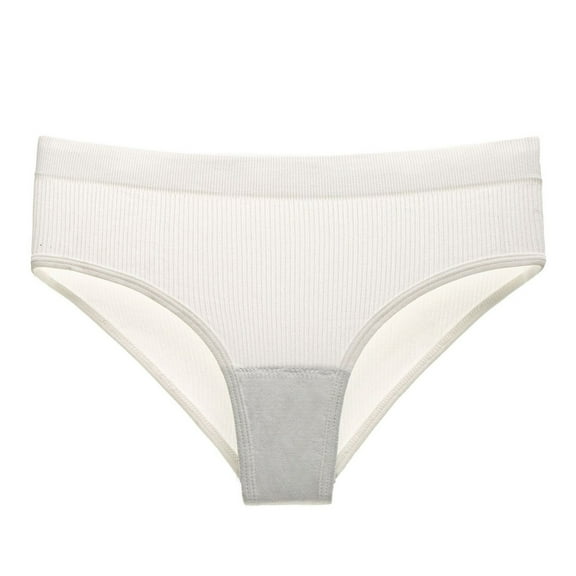 Riforla Womens Underwear Women's Triangle Breathable Elastic Exercise Seamless Solid Color Thong Underwear Ladies Panties White S