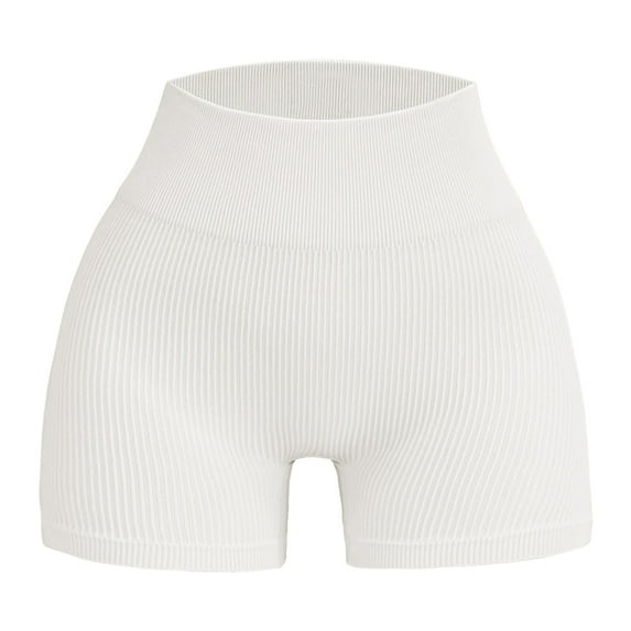 Riforla Womens Workout Sport Seamless Ribbed Shorts Yoga Outfits Pants Shorts for Women White L