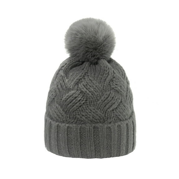 Riforla Wool Knit Hat Winter Hat Ladies Warm Soft Lancy Knit Hat Bomber Hats Grey_002