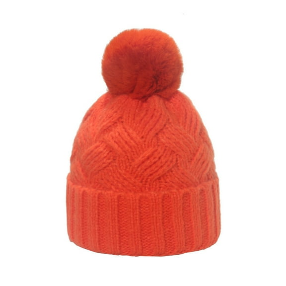 Riforla Wool Knit Hat Winter Hat Ladies Warm Soft Lancy Knit Hat Bomber Hats Orange_002