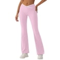 thumbnail image 1 of Riforla Workout Leggings for Women High Waist Flared Yoga Pants Contrast Color Slim Fit Wide Leg Tights Womens Pants Pink XL, 1 of 5