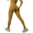 thumbnail image 1 of Riforla Workout Leggings for Women Knitted Seamless Peach Tight Yoga High Waist Show Running Fitness Womens Tights Yellow L, 1 of 5