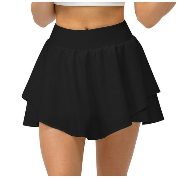 Ediodpoh Tennis Skirt Yoga Sports Skirt Loose Breathable Running Skirt Pants with Two Piece Fitness Short Half Skirt Mini Skirts for Women Black XXL