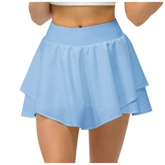 Riforla Yoga Sports Skirt Loose and Breathable Running Skirt Pants Light Two Piece Fitness Short Skirt Half Skirt Women's Skirts Light Blue L