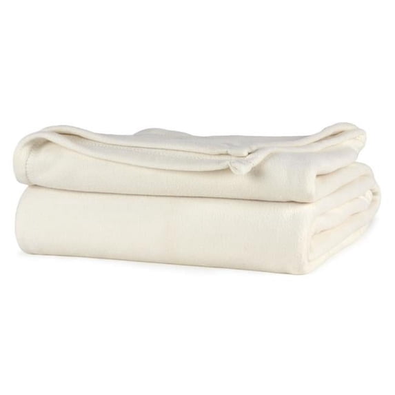 Rifz BMLIV669025 BML Collection Fleece Blanket, Ivory - Twin size - Pack of 2
