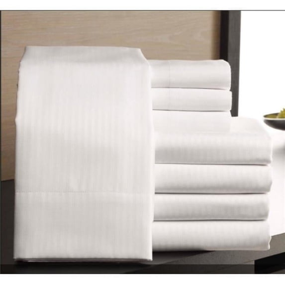 Rifz GSS94120-T250 T-250 Satin Striped Cotton Blend Flat Sheet - Queen Size - Pack of 6