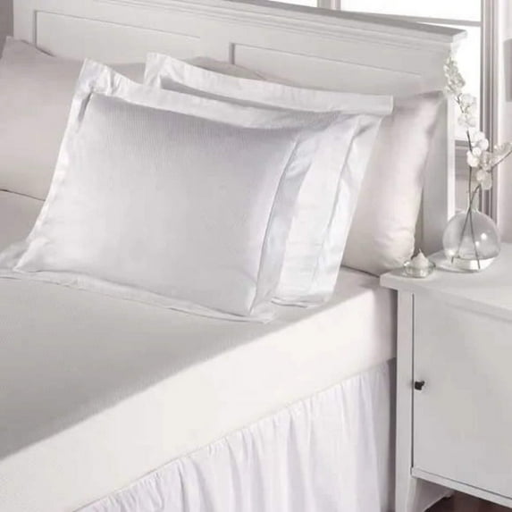 Rifz T-300 Micro check Collection White Blended Sheetings Type: Pillow Case, Color: White, Size: King 42"X46" 12 PK