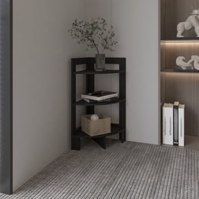Riga Corner Side Table Engineered Wood Black