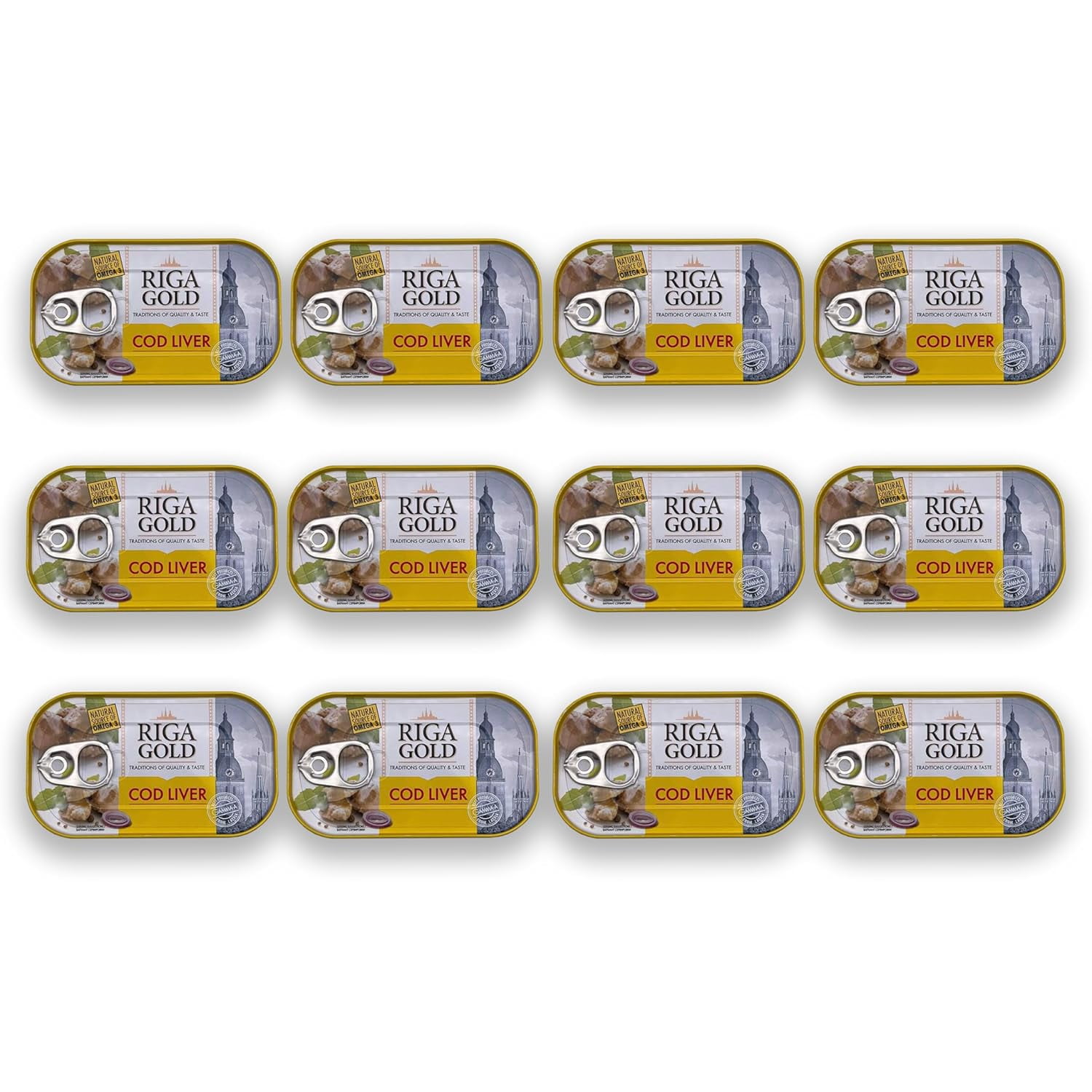 Riga Gold Cod Liver in Own Oil 4.27oz, Pack 12