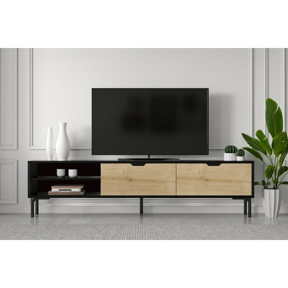 Riga Tv Stand Wooden Black-Oak