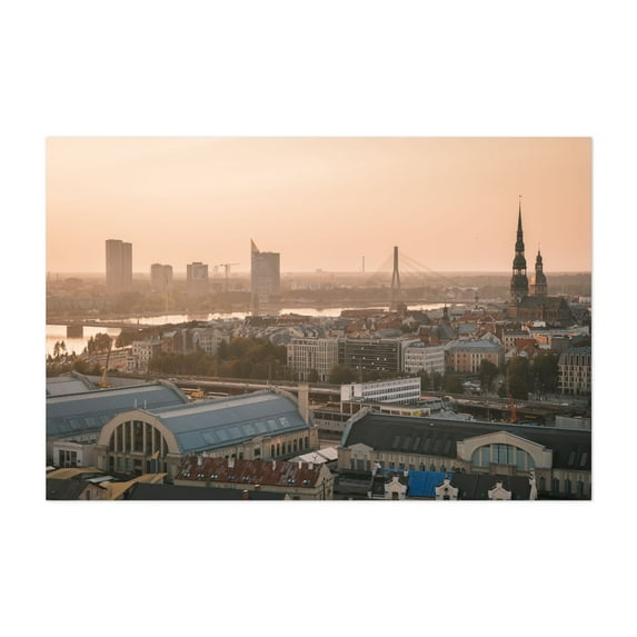 Riga at Sunset 02 - Riga Riga Latvia Photography Unframed Wall Art Print 8 x 12 inches