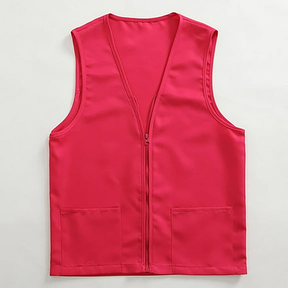 Rigardu Adult Volunteer Activity Vest Supermarket Uniform Vests Clerk Workwear Work Vest Event Apron Vests Hot Pink L