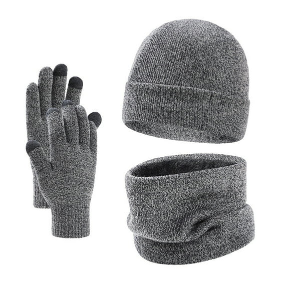 Rigardu Autumn Winter Warm Hat Scarf Gloves Three Piece Plush Knitting Wool Hat Cold Proof Headgear Hat GY1 + One size