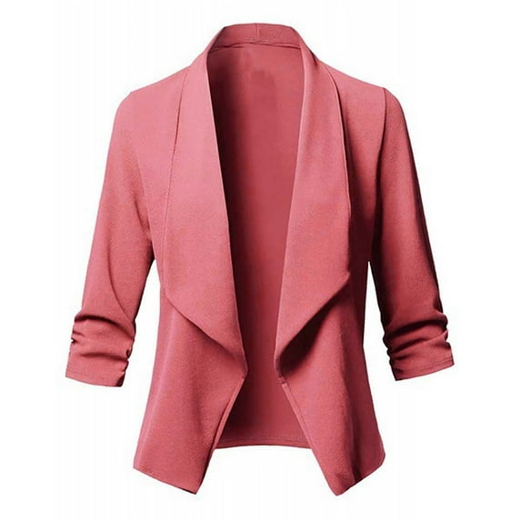 Rigardu Blazers for Women Casual Women 3/4 Sleeve Blazer Cardigan Womens Coat Long Jacket Front Solid Sleeve Casual Women's Coat