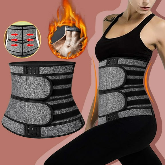Rigardu Body Shaper Tummy Control Women Workout Hot Sweat Waist Trainer Corset Gym Sports Fitness Trimmer Belt for Double Firm Compression Belt for Women Faja Mujer Body Shaper for Women Grey Xxl